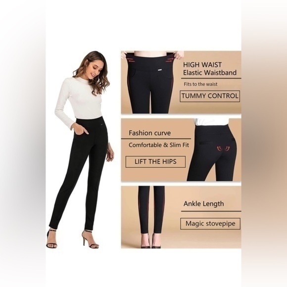 neezeelee Dress Pants for Women Stretch Slim Fit Skinny High Waist Pockets - Picture 5 of 13